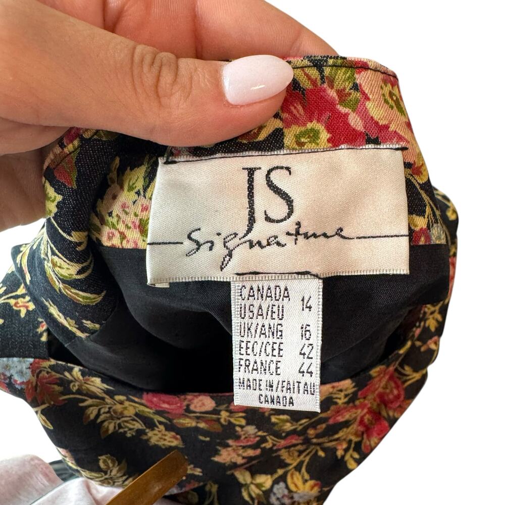 JS Signature NWT Vintage 90s Floral Print Stretch Denim Sleeveless Sheath Dress - Picture 10 of 11